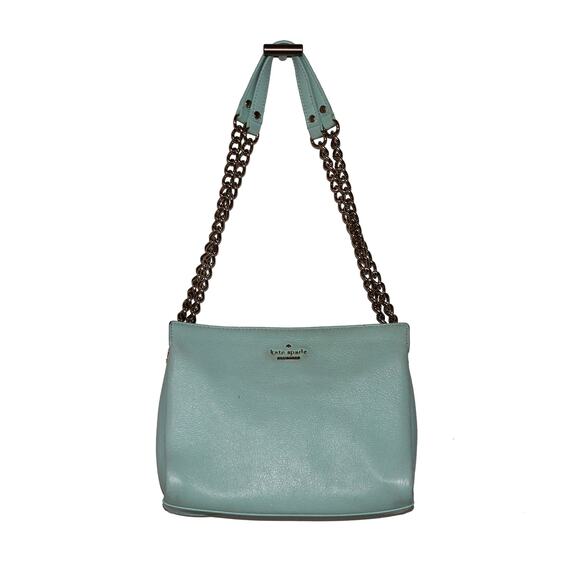 Kate Spade Baby Blue Leather Shoulder Bag with Gold Chain - Picture 1 of 10